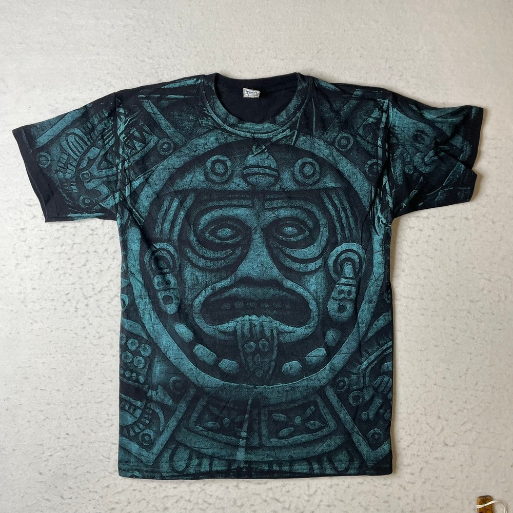 King Platinum T-Shirt Mens AOP Black Aztec Mayan Calendar All Over‎ Print